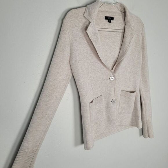 J. Crew XXS Schoolboy Sweater Blazer Merino Wool Cotton Cardigan Cream Beige - Picture 7 of 11